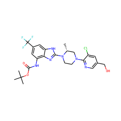 C[C@@H]1CN(c2ncc(CO)cc2Cl)CCN1c1nc2c(NC(=O)OC(C)(C)C)cc(C(F)(F)F)cc2[nH]1 ZINC000038157617