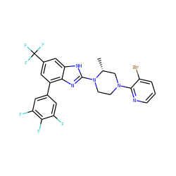 C[C@@H]1CN(c2ncccc2Br)CCN1c1nc2c(-c3cc(F)c(F)c(F)c3)cc(C(F)(F)F)cc2[nH]1 ZINC000038157630