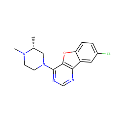C[C@@H]1CN(c2ncnc3c2oc2ccc(Cl)cc23)CCN1C ZINC000038266161