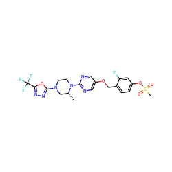C[C@@H]1CN(c2nnc(C(F)(F)F)o2)CCN1c1ncc(OCc2ccc(OS(C)(=O)=O)cc2F)cn1 ZINC000299840165