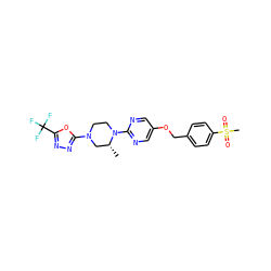 C[C@@H]1CN(c2nnc(C(F)(F)F)o2)CCN1c1ncc(OCc2ccc(S(C)(=O)=O)cc2)cn1 ZINC000299837376