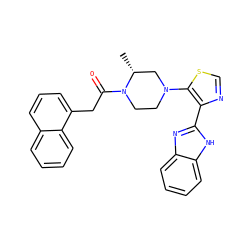 C[C@@H]1CN(c2scnc2-c2nc3ccccc3[nH]2)CCN1C(=O)Cc1cccc2ccccc12 ZINC001772631990
