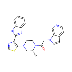 C[C@@H]1CN(c2scnc2-c2nc3ccccc3[nH]2)CCN1C(=O)Cn1ccc2ccncc21 ZINC001772645279