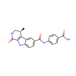 C[C@@H]1CNC(=O)c2[nH]c3ccc(C(=O)Nc4ccc(C(N)=O)cc4)cc3c21 ZINC000028902180