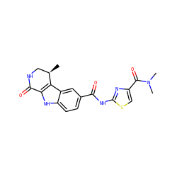C[C@@H]1CNC(=O)c2[nH]c3ccc(C(=O)Nc4nc(C(=O)N(C)C)cs4)cc3c21 ZINC000028902314
