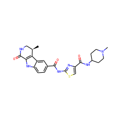 C[C@@H]1CNC(=O)c2[nH]c3ccc(C(=O)Nc4nc(C(=O)NC5CCN(C)CC5)cs4)cc3c21 ZINC000028902416