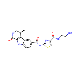 C[C@@H]1CNC(=O)c2[nH]c3ccc(C(=O)Nc4nc(C(=O)NCCN)cs4)cc3c21 ZINC000028902334