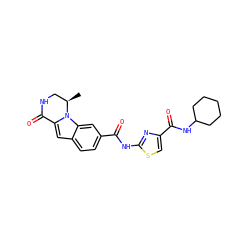 C[C@@H]1CNC(=O)c2cc3ccc(C(=O)Nc4nc(C(=O)NC5CCCCC5)cs4)cc3n21 ZINC000029127970