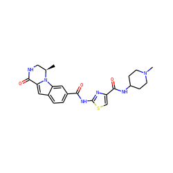 C[C@@H]1CNC(=O)c2cc3ccc(C(=O)Nc4nc(C(=O)NC5CCN(C)CC5)cs4)cc3n21 ZINC000029127967