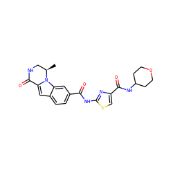 C[C@@H]1CNC(=O)c2cc3ccc(C(=O)Nc4nc(C(=O)NC5CCOCC5)cs4)cc3n21 ZINC000029127924