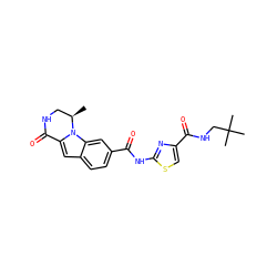 C[C@@H]1CNC(=O)c2cc3ccc(C(=O)Nc4nc(C(=O)NCC(C)(C)C)cs4)cc3n21 ZINC000029127921