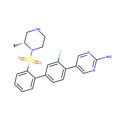 C[C@@H]1CNCCN1S(=O)(=O)c1ccccc1-c1ccc(-c2cnc(N)nc2)c(F)c1 ZINC000224754756