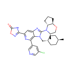 C[C@@H]1CO[C@@H]2CCC[C@H]2N1c1nc2cc(-c3noc(=O)[nH]3)nc(-c3cncc(Cl)c3)c2n1C[C@H]1CC[C@H](C)CC1 ZINC000261117765
