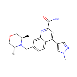C[C@@H]1COC[C@@H](C)N1Cc1ccc2c(-c3cnn(C)c3)cc(C(N)=O)nc2c1 ZINC000221616298