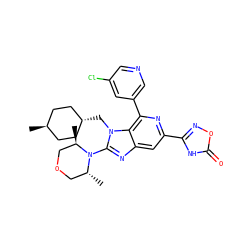 C[C@@H]1COC[C@@H](C)N1c1nc2cc(-c3noc(=O)[nH]3)nc(-c3cncc(Cl)c3)c2n1C[C@H]1CC[C@H](C)CC1 ZINC000261103607