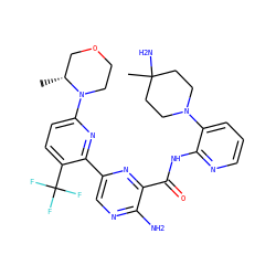 C[C@@H]1COCCN1c1ccc(C(F)(F)F)c(-c2cnc(N)c(C(=O)Nc3ncccc3N3CCC(C)(N)CC3)n2)n1 ZINC001772624949