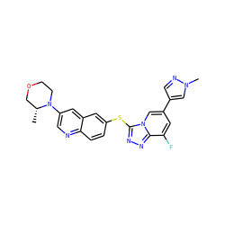 C[C@@H]1COCCN1c1cnc2ccc(Sc3nnc4c(F)cc(-c5cnn(C)c5)cn34)cc2c1 ZINC000204990924