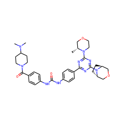 C[C@@H]1COCCN1c1nc(-c2ccc(NC(=O)Nc3ccc(C(=O)N4CCC(N(C)C)CC4)cc3)cc2)nc(N2[C@H]3CC[C@H]2COC3)n1 ZINC000261150976