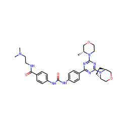 C[C@@H]1COCCN1c1nc(-c2ccc(NC(=O)Nc3ccc(C(=O)NCCN(C)C)cc3)cc2)nc(N2[C@H]3CC[C@H]2COC3)n1 ZINC000253776905