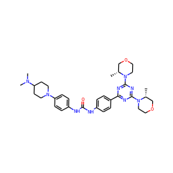 C[C@@H]1COCCN1c1nc(-c2ccc(NC(=O)Nc3ccc(N4CCC(N(C)C)CC4)cc3)cc2)nc(N2CCOC[C@H]2C)n1 ZINC000049781411