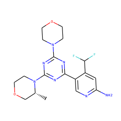 C[C@@H]1COCCN1c1nc(-c2cnc(N)cc2C(F)F)nc(N2CCOCC2)n1 ZINC001772502225