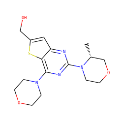 C[C@@H]1COCCN1c1nc(N2CCOCC2)c2sc(CO)cc2n1 ZINC001772650859