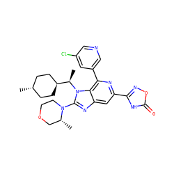C[C@@H]1COCCN1c1nc2cc(-c3noc(=O)[nH]3)nc(-c3cncc(Cl)c3)c2n1[C@H](C)[C@H]1CC[C@H](C)CC1 ZINC000261148388