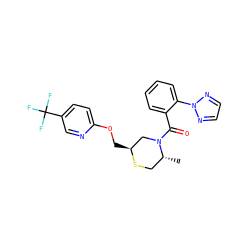 C[C@@H]1CS[C@@H](COc2ccc(C(F)(F)F)cn2)CN1C(=O)c1ccccc1-n1nccn1 ZINC000149937230
