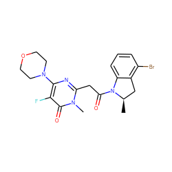 C[C@@H]1Cc2c(Br)cccc2N1C(=O)Cc1nc(N2CCOCC2)c(F)c(=O)n1C ZINC000147038654