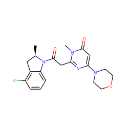 C[C@@H]1Cc2c(Cl)cccc2N1C(=O)Cc1nc(N2CCOCC2)cc(=O)n1C ZINC000147020091