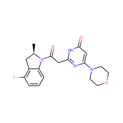 C[C@@H]1Cc2c(F)cccc2N1C(=O)Cc1nc(N2CCOCC2)cc(=O)[nH]1 ZINC000147014226