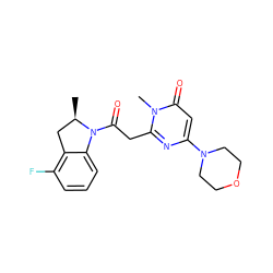 C[C@@H]1Cc2c(F)cccc2N1C(=O)Cc1nc(N2CCOCC2)cc(=O)n1C ZINC000147091110