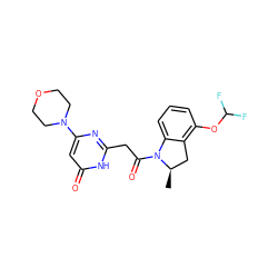 C[C@@H]1Cc2c(OC(F)F)cccc2N1C(=O)Cc1nc(N2CCOCC2)cc(=O)[nH]1 ZINC000147100482