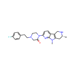 C[C@@H]1Cc2c(c3ccc(N4CCN(CCc5ccc(F)cc5)CC4=O)nc3n2C)CN1 ZINC000142045423