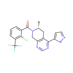 C[C@@H]1Cc2c(ncnc2-c2ccn[nH]2)CN1C(=O)c1cccc(C(F)(F)F)c1Cl ZINC000219510546