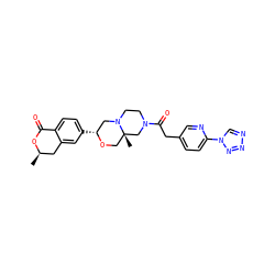 C[C@@H]1Cc2cc([C@@H]3CN4CCN(C(=O)Cc5ccc(-n6cnnn6)nc5)C[C@]4(C)CO3)ccc2C(=O)O1 ZINC000219374080