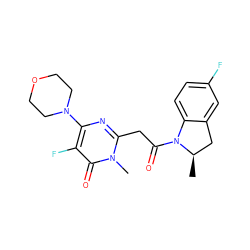 C[C@@H]1Cc2cc(F)ccc2N1C(=O)Cc1nc(N2CCOCC2)c(F)c(=O)n1C ZINC000147104797