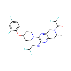 C[C@@H]1Cc2nc(NCC(F)F)c(N3CCC(Oc4ccc(F)cc4F)CC3)nc2CN1C(=O)C(F)F ZINC001772647845