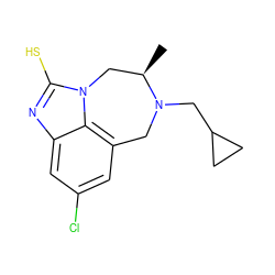 C[C@@H]1Cn2c(S)nc3cc(Cl)cc(c32)CN1CC1CC1 ZINC000026267654