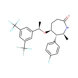 C[C@@H]1NC(=O)CC[C@H](O[C@H](C)c2cc(C(F)(F)F)cc(C(F)(F)F)c2)[C@H]1c1ccc(F)cc1 ZINC000036324203