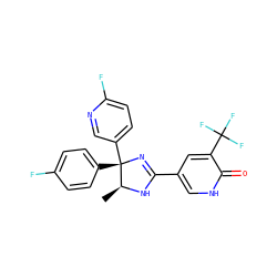 C[C@@H]1NC(c2c[nH]c(=O)c(C(F)(F)F)c2)=N[C@@]1(c1ccc(F)cc1)c1ccc(F)nc1 ZINC000071294801