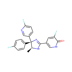 C[C@@H]1NC(c2c[nH]c(=O)c(F)c2)=N[C@@]1(c1ccc(F)cc1)c1ccc(F)nc1 ZINC000071295444