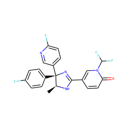C[C@@H]1NC(c2ccc(=O)n(C(F)F)c2)=N[C@@]1(c1ccc(F)cc1)c1ccc(F)nc1 ZINC000071294816