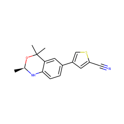 C[C@@H]1Nc2ccc(-c3csc(C#N)c3)cc2C(C)(C)O1 ZINC000000009203