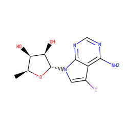 C[C@@H]1O[C@@H](n2cc(I)c3c(N)ncnc32)[C@H](O)[C@@H]1O ZINC000013528436