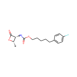 C[C@@H]1OC(=O)[C@@H]1NC(=O)OCCCCCc1ccc(F)cc1 ZINC000148814140