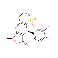 C[C@@H]1OC(=O)C2=C1NC1=C([C@H]2c2ccc(F)c(Br)c2)S(=O)(=O)CCC1 ZINC000103303513