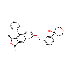 C[C@@H]1OC(=O)c2cc3cc(OCc4cccc(C5(O)CCOCC5)c4)ccc3c(-c3ccccc3)c21 ZINC000013759145