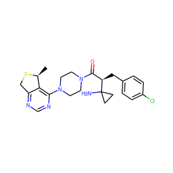 C[C@@H]1SCc2ncnc(N3CCN(C(=O)[C@@H](Cc4ccc(Cl)cc4)C4(N)CC4)CC3)c21 ZINC000066251581