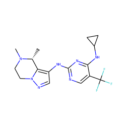 C[C@@H]1c2c(Nc3ncc(C(F)(F)F)c(NC4CC4)n3)cnn2CCN1C ZINC000205903026